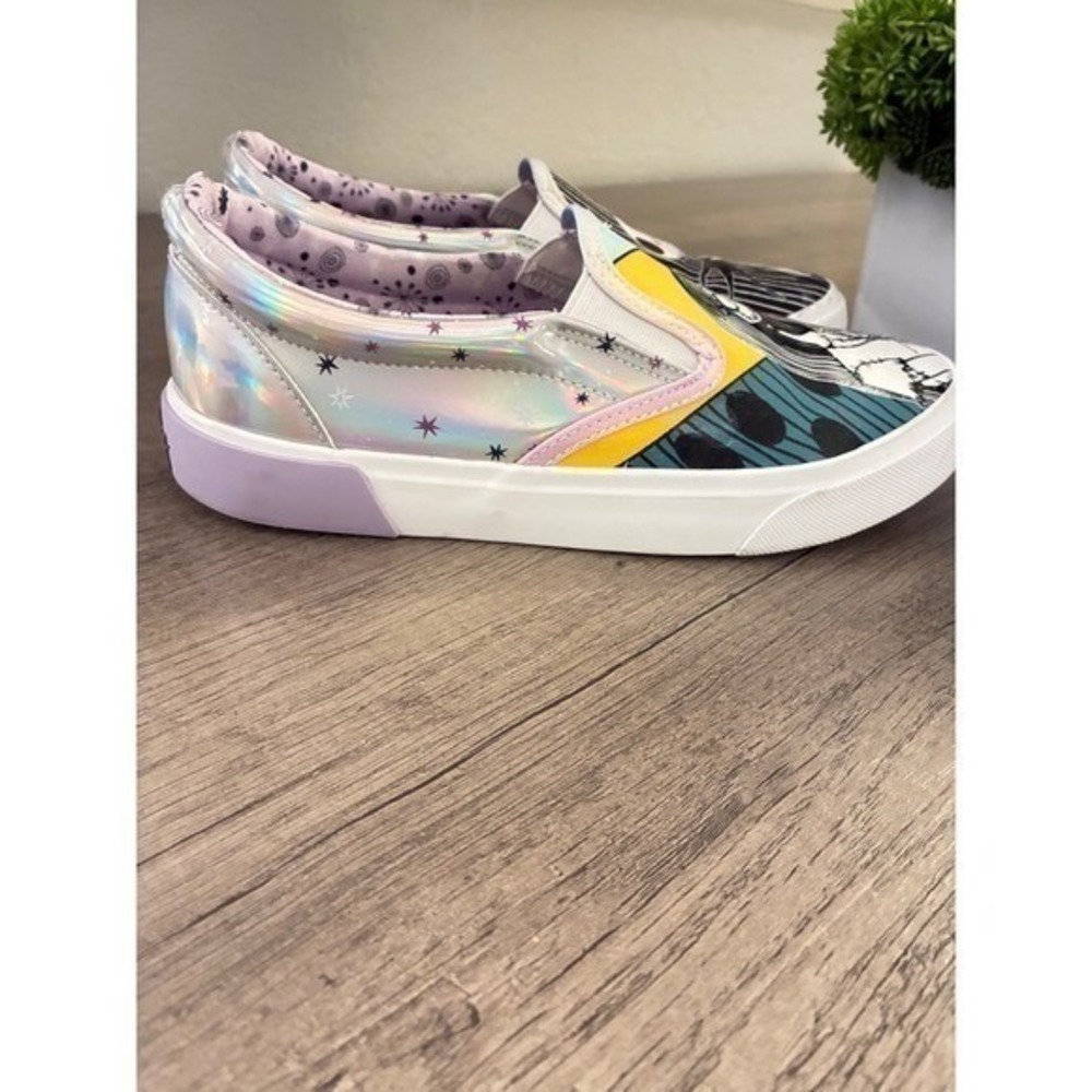 Nightmare Before Christmas Jack Sally Slip On Shoes Sz 6 Holographic Vans Style - Picture 5 of 7